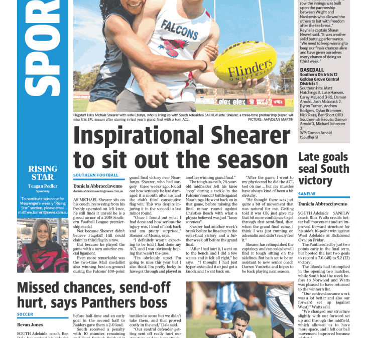 Messenger Article – Inspirational Shearer to sit out the season